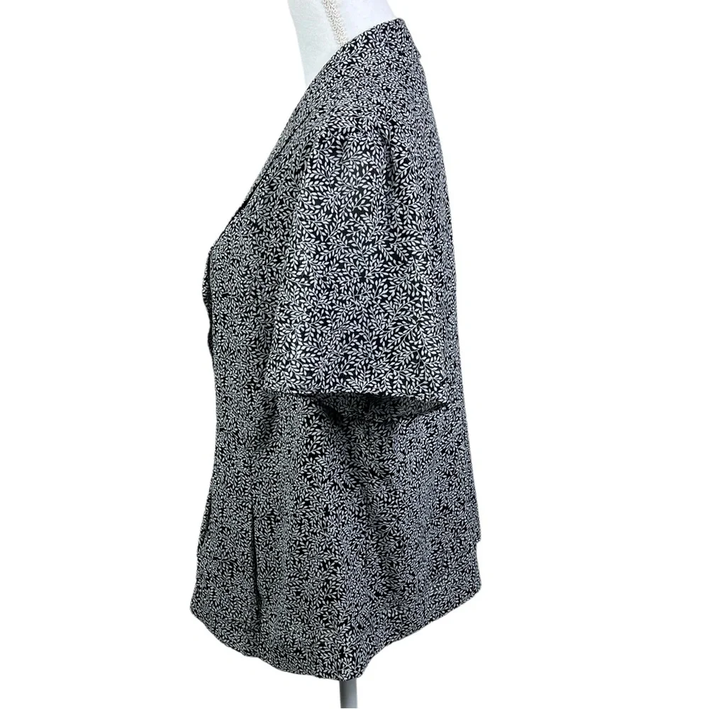 Vintage Spago Collection Blouse Women's 16W Button Up Short Sleeve Leaf Print - Picture 2 of 8